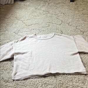 Max Studio Light Beige Cropped boxy Knit Sweater